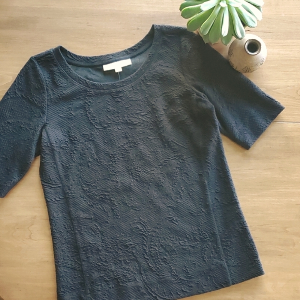 NWT Loft black super stretchy textured blouse